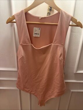 Free People Blush Pink Square-Neck Sleeveless Bodysuit